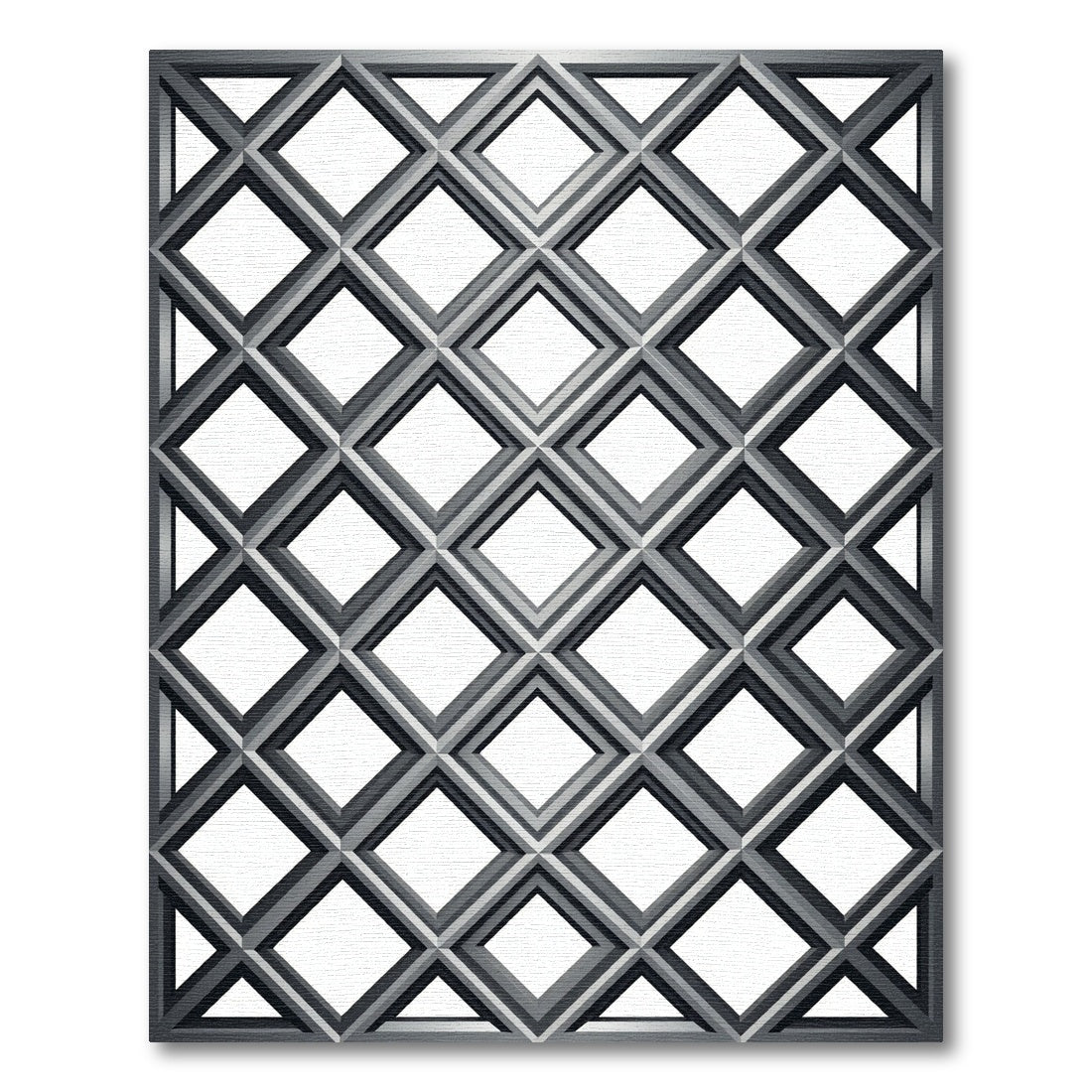 Modern Gray Diamond Lattice Graphic Rug
