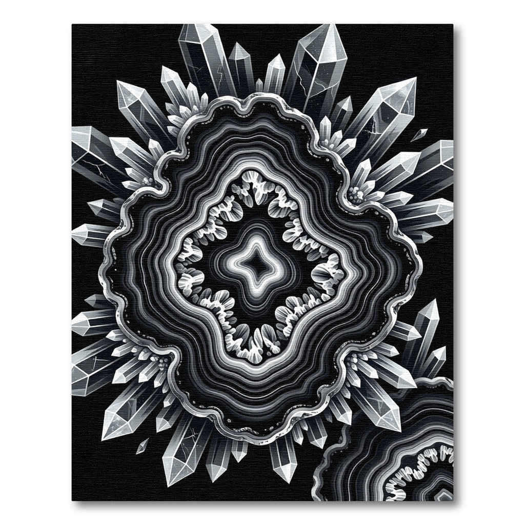 Striking Black White Crystal Agate Rug