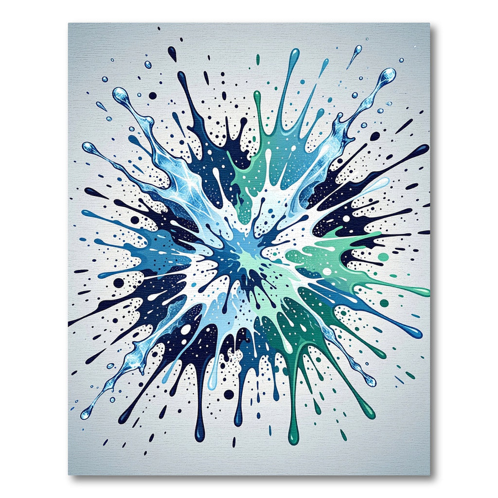 Dynamic Blue Teal Ink Splash Rug