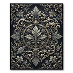 Elegant Silver Acanthus Scroll Medallion Rug
