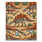 Paleontological Stegosaurus Fossil Desert Scene Rug