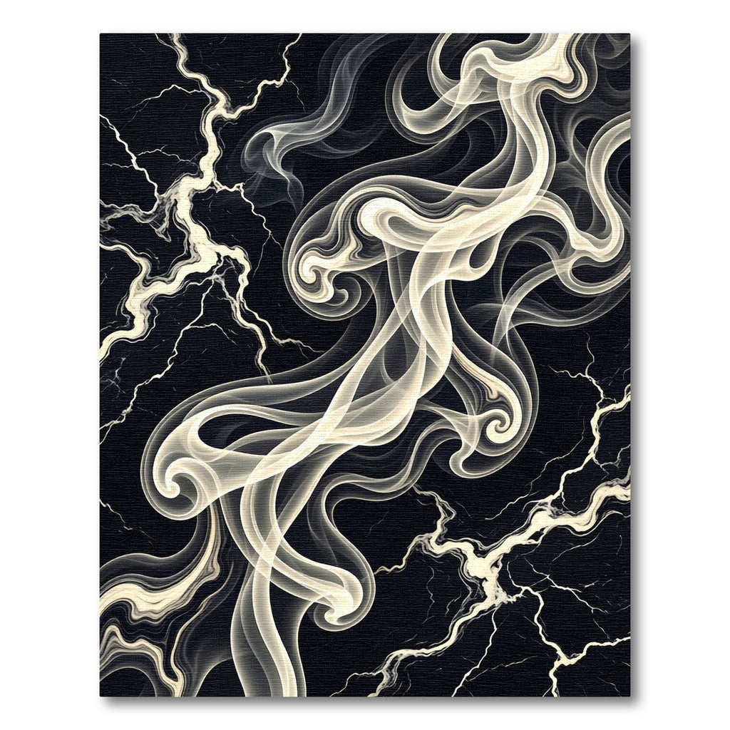 Monochromatic Abstract Swirl Marble Statement Rug