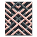 Blush and Charcoal Geometric Interlocking Lattice Rug