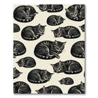 Charcoal Sleeping Tabby Cat Illustration Rug