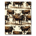 Rustic Brown Highland Cow Farmstead Scene Rug