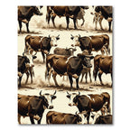 Rustic Brown Highland Cow Farmstead Scene Rug