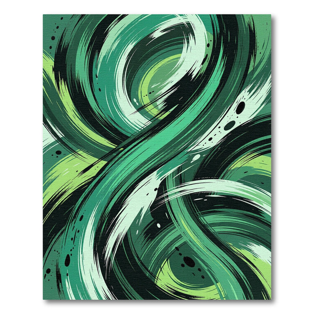 Emerald Swirls Abstract Brushstrokes Rug