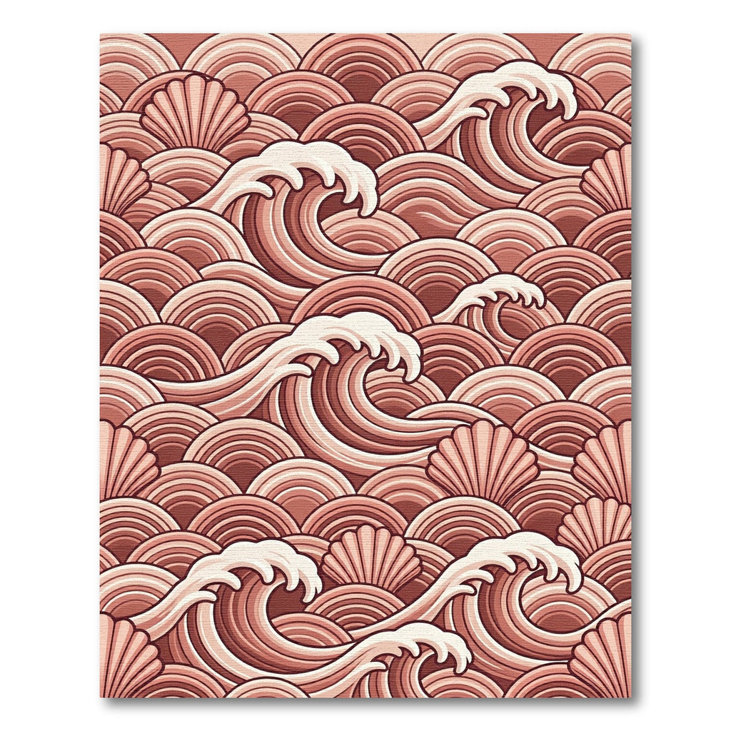 Crimson Waves Scallop Pattern Rug