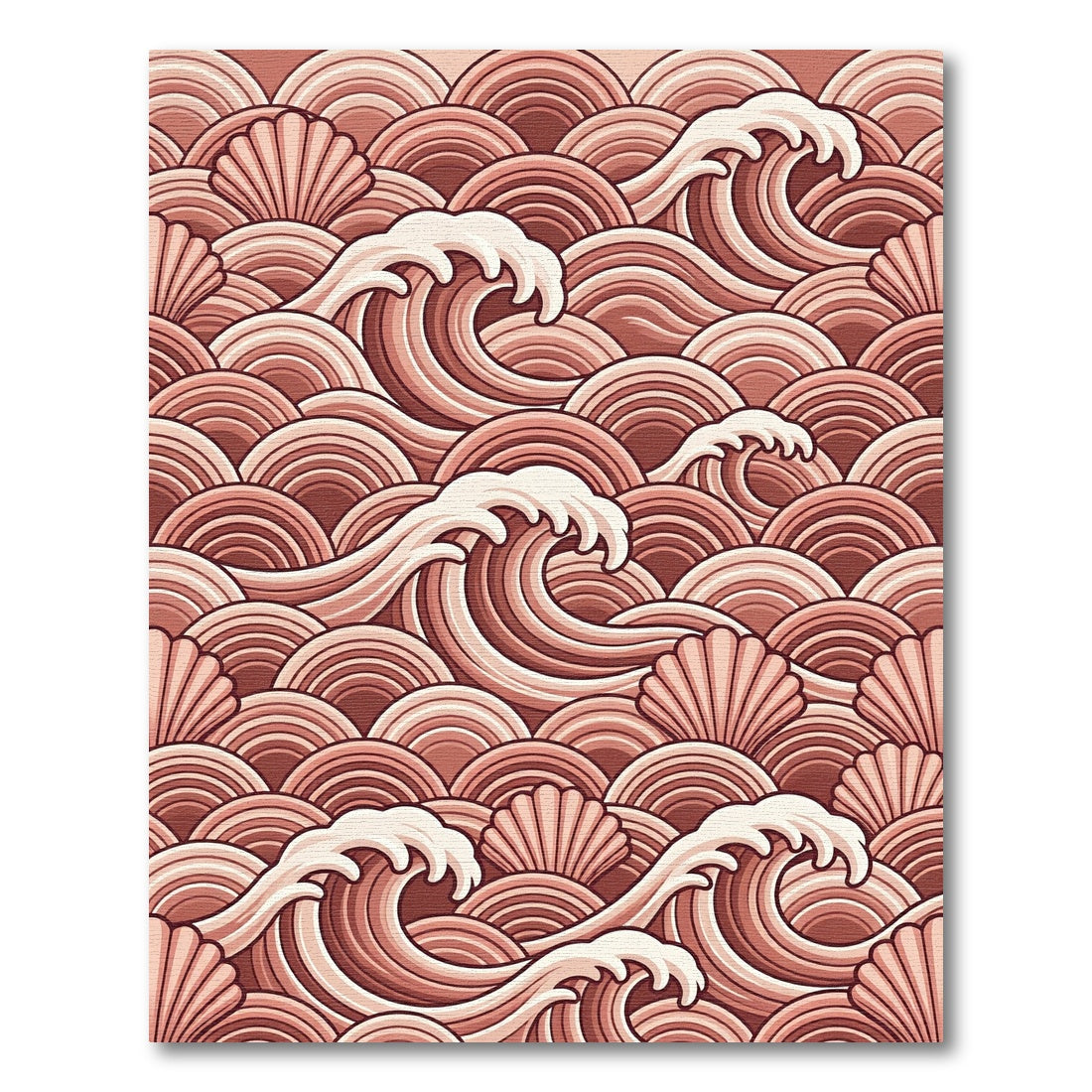 Crimson Waves Scallop Pattern Rug