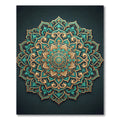 Teal and Golden Ornate Mandala Medallion Rug