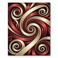 Crimson Gold Swirl Ribbon Abstract Rug