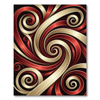 Crimson Gold Swirl Ribbon Abstract Rug