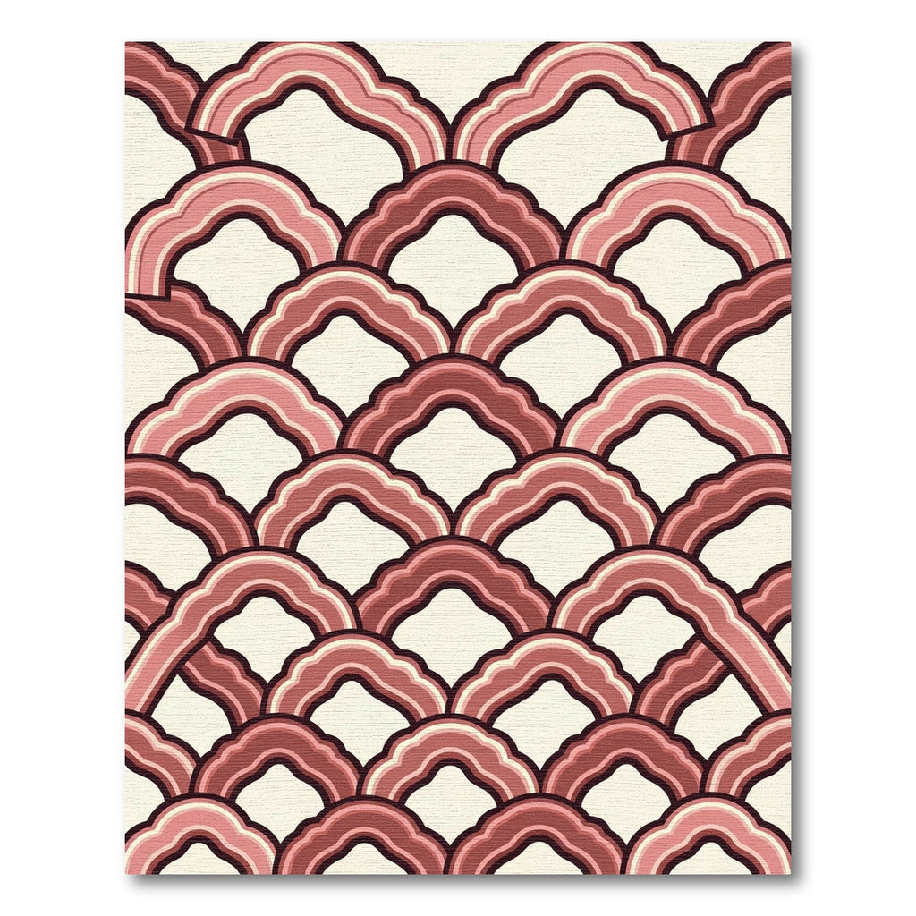 Scalloped Dusty Rose Layered Arch Rug