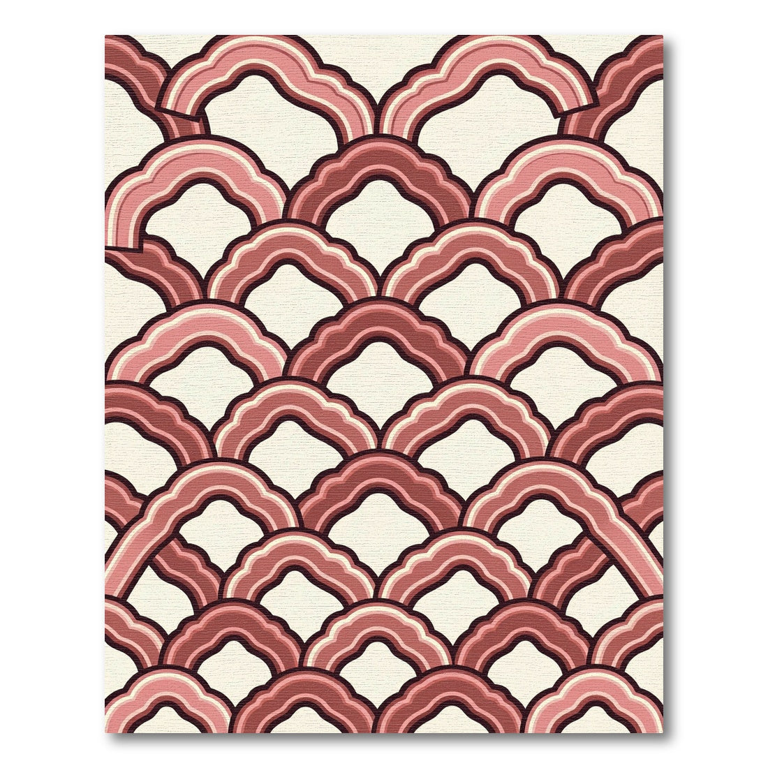 Scalloped Dusty Rose Layered Arch Rug