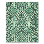 Teal And Beige Lattice Flower Rug