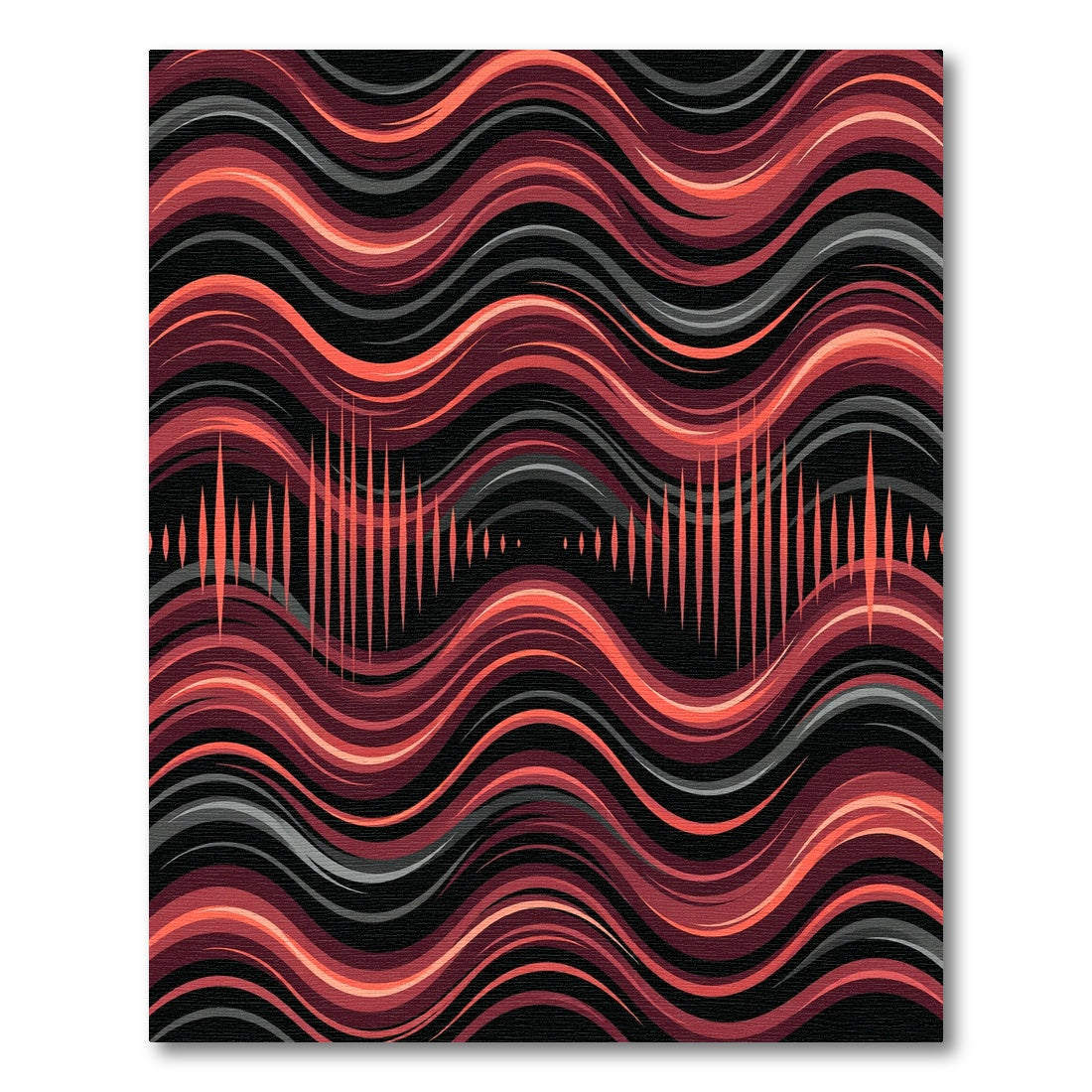 Crimson Orange Abstract Sound Wave Ripple Rug