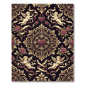 Baroque Cupid Heart Floral Damask Rug