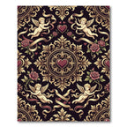 Baroque Cupid Heart Floral Damask Rug