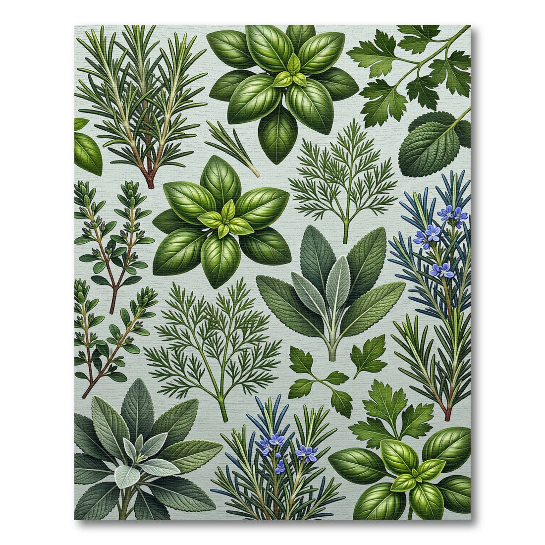 Green Herb Garden Botanical Assemblage Rug
