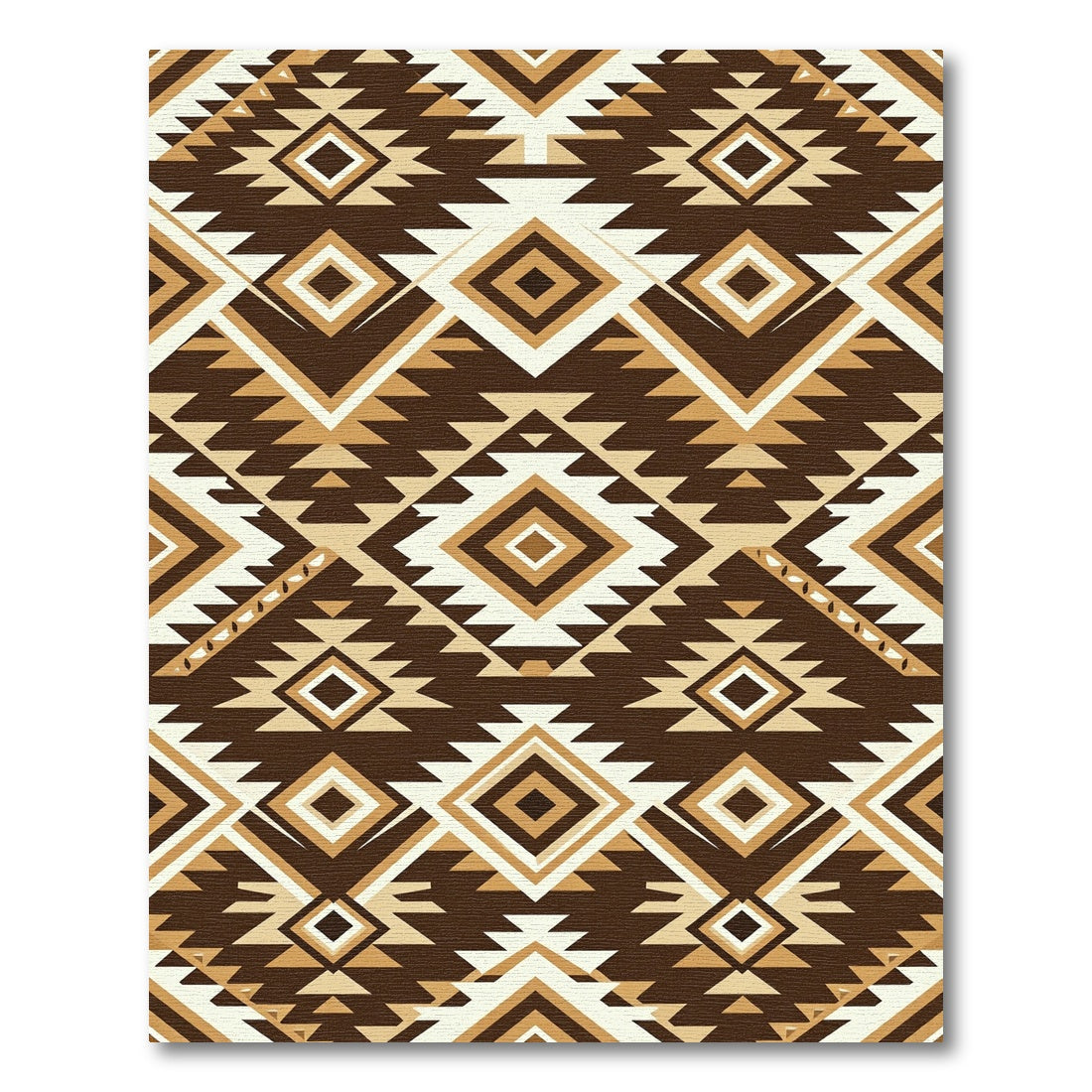 Brown Ochre Geometric Diamond Rug
