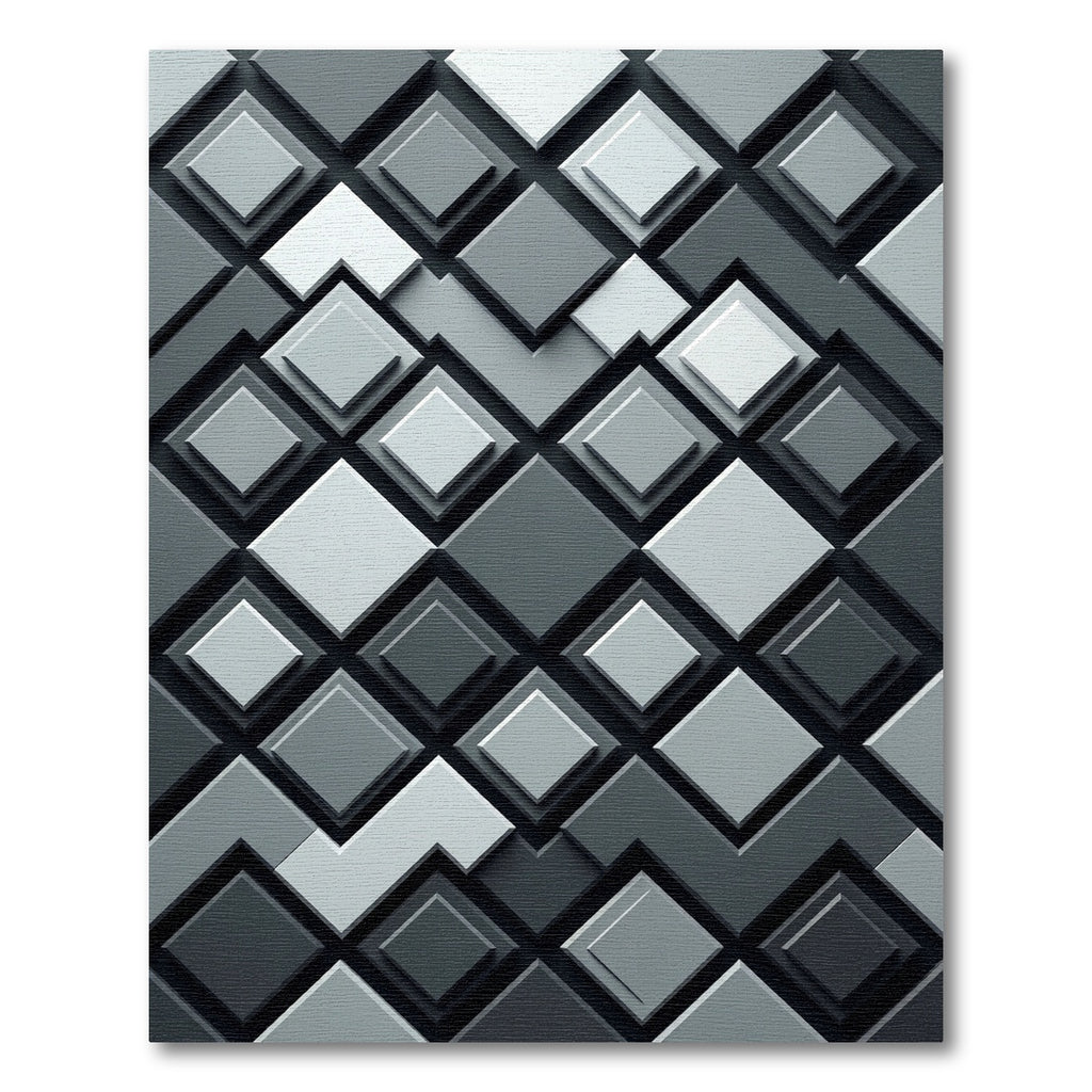 Monochromatic Gray Geometric Layered Squares Rug