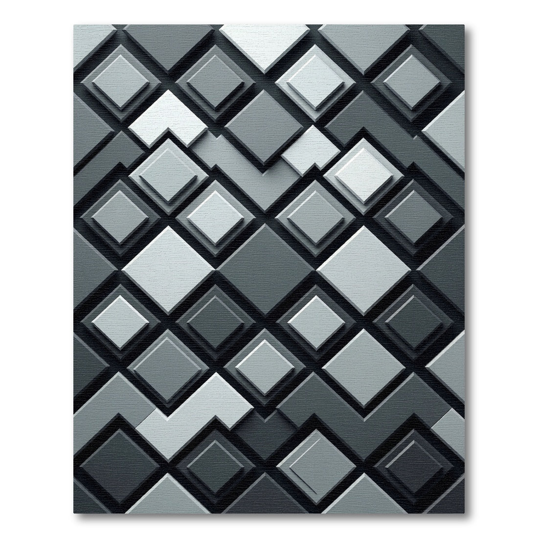 Monochromatic Gray Geometric Layered Squares Rug