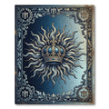 Royal Blue Sunburst Crown Emblem Rug