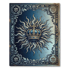 Royal Blue Sunburst Crown Emblem Rug
