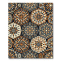 Earthy Geometric Floral Hexagon Mosaic Rug