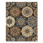 Earthy Geometric Floral Hexagon Mosaic Rug