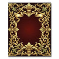 Ornate Gold Scroll Ribbon Damask Rug