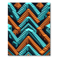 Geometric Isometric Teal and Orange Steps Rug