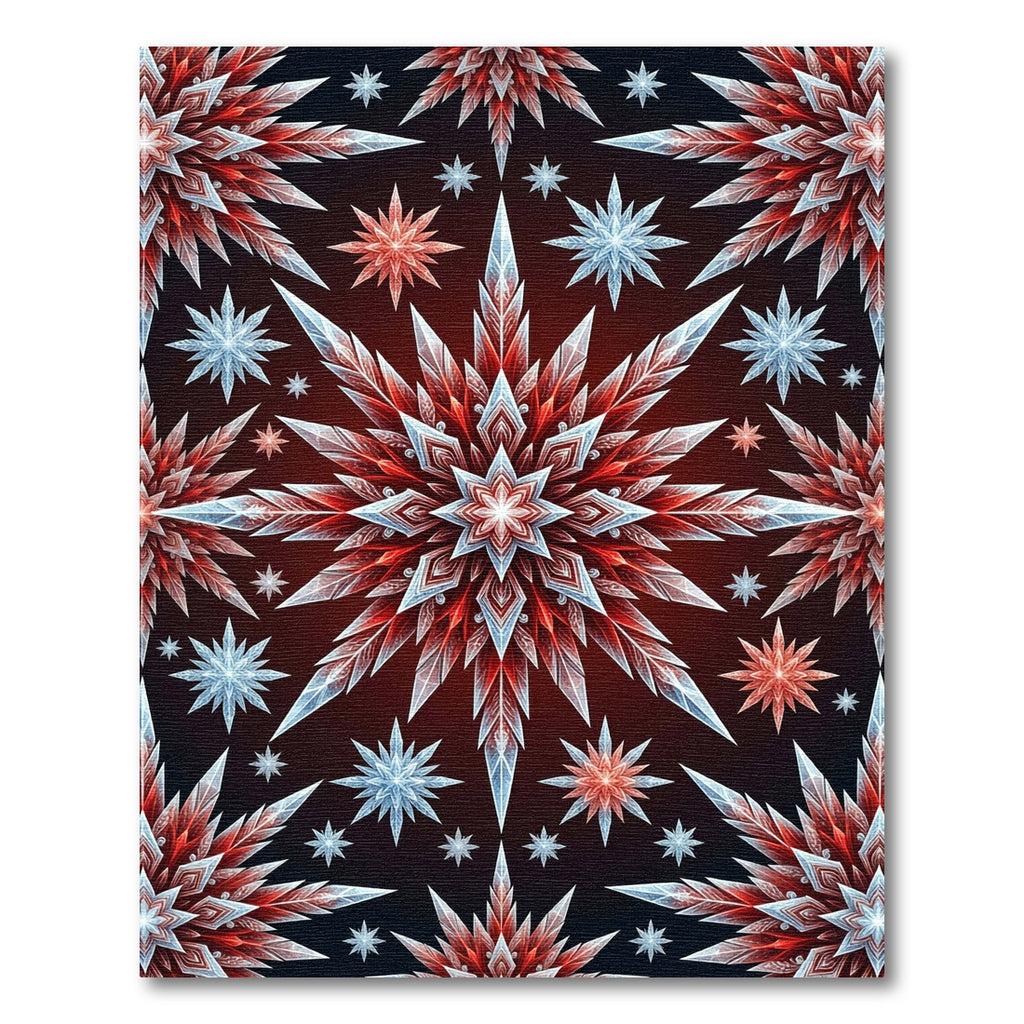 Crystalline Red Ice Starburst Arrangement Rug