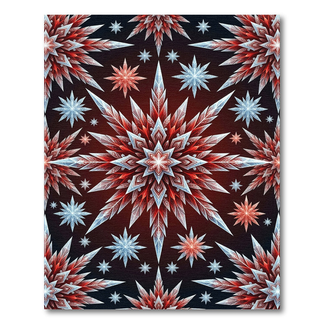 Crystalline Red Ice Starburst Arrangement Rug