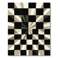 Modern Monochrome Geometric Radiant Checkerboard Rug