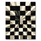 Modern Monochrome Geometric Radiant Checkerboard Rug