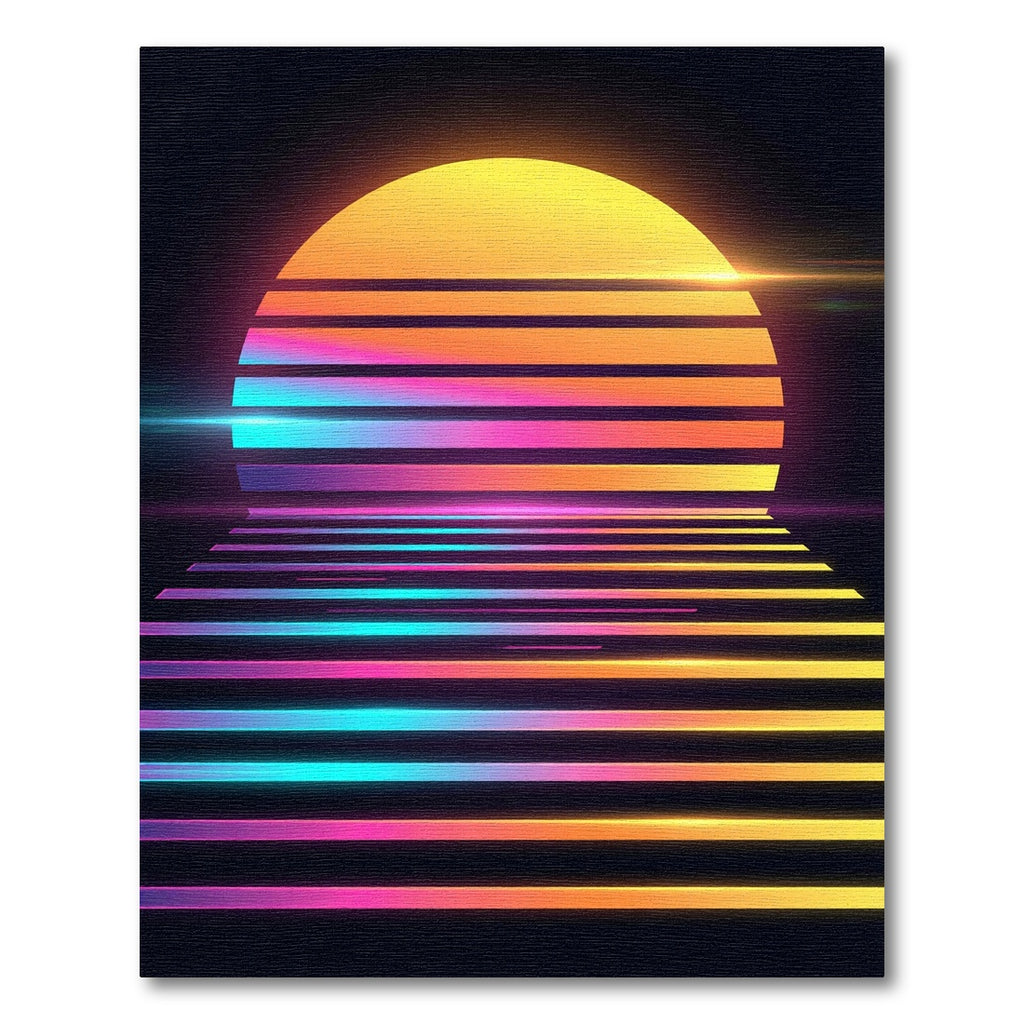 Retro Sunset Neon Gradient Horizon Rug