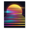 Retro Sunset Neon Gradient Horizon Rug