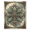 Elegant Sage Green Acanthus Medallion Rug