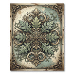 Elegant Sage Green Acanthus Medallion Rug