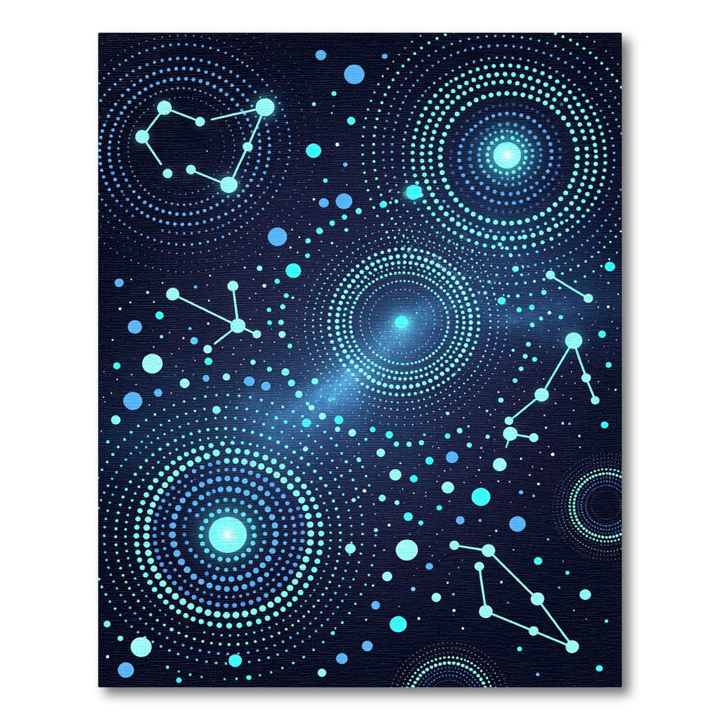 Celestial Blue Starry Night Swirls Rug