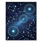 Celestial Blue Starry Night Swirls Rug
