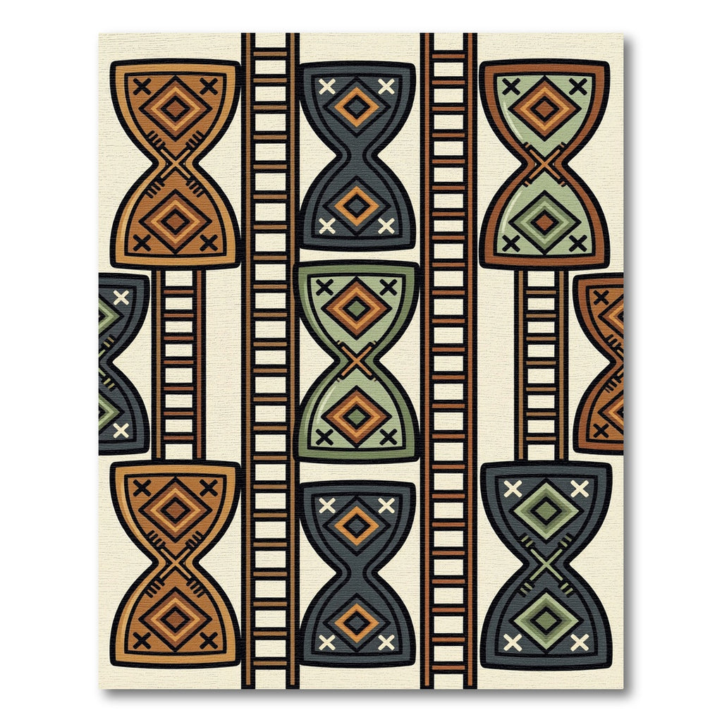 Tribal Hourglass Earthy Tone Stripes Rug