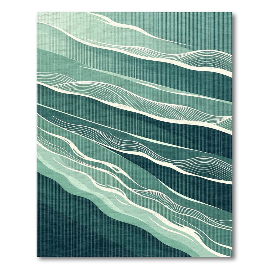 Ethereal Teal Gradient Rolling Wave Rug