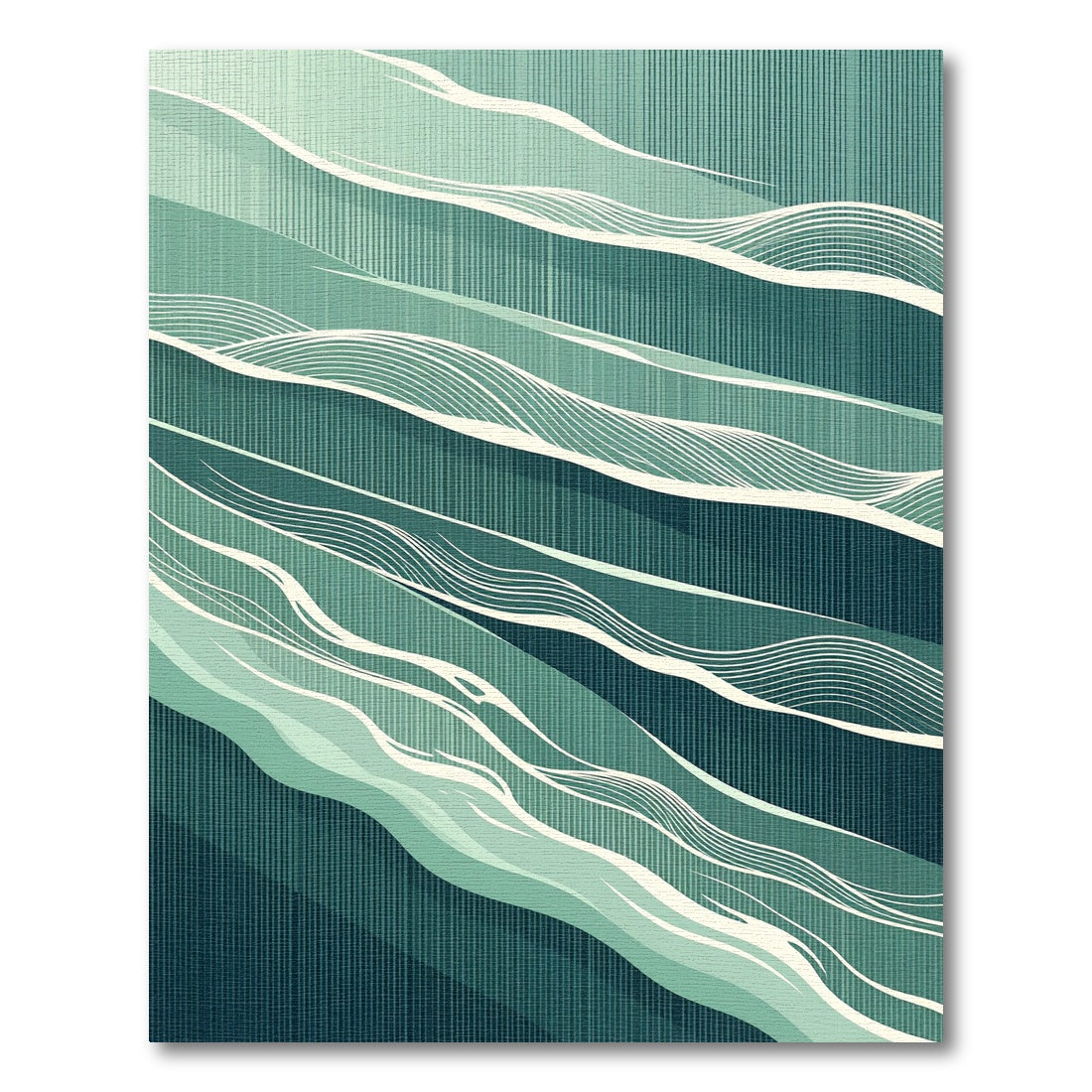 Ethereal Teal Gradient Rolling Wave Rug