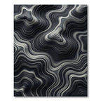 Monochrome Abstract Wavy Contour Rug