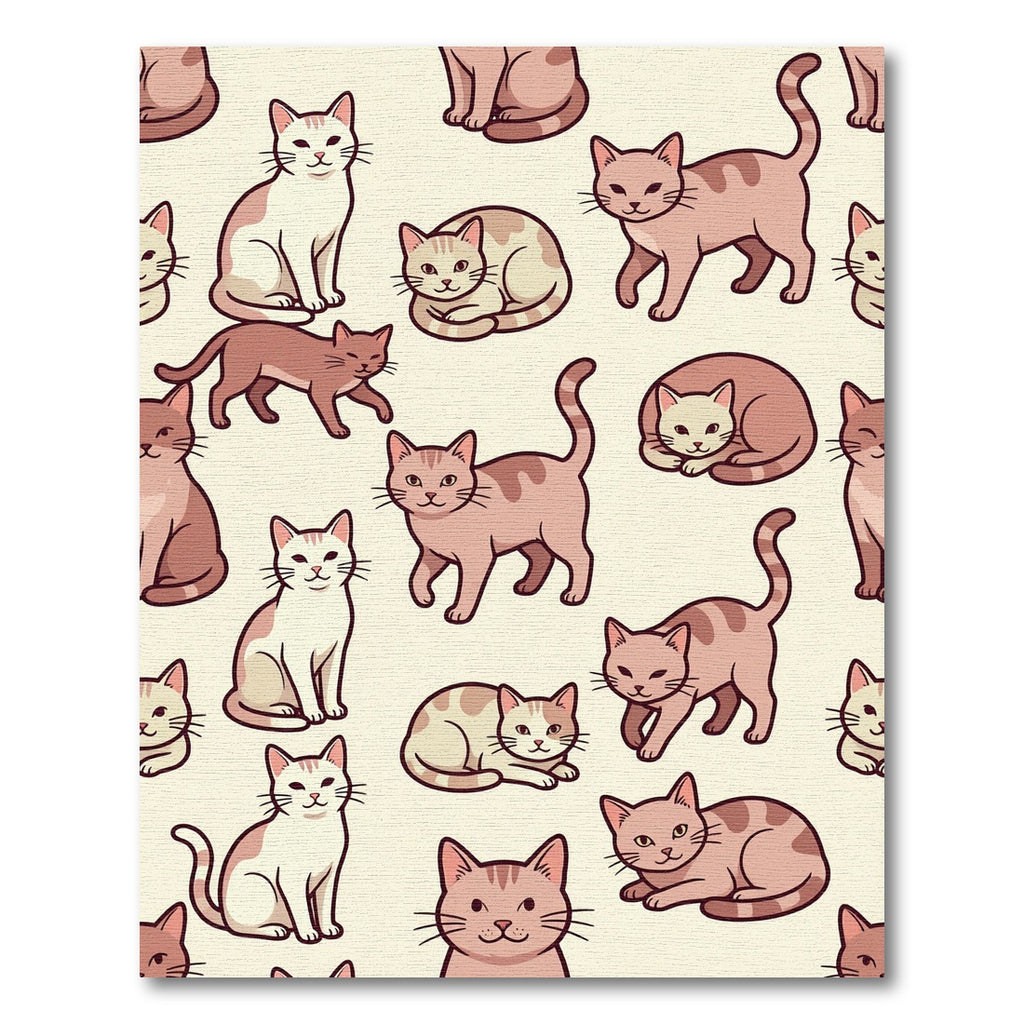 Playful Blush Pink Cat Illustration Rug