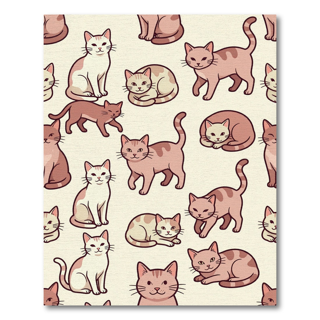 Playful Blush Pink Cat Illustration Rug