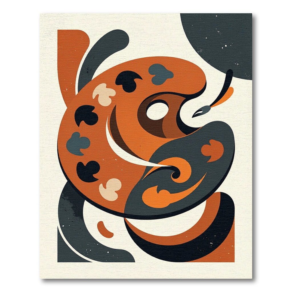 Abstract Burnt Orange Artistic Palette Rug