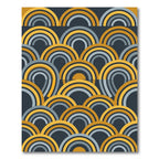 Golden Grey Abstract Arc Composition Rug